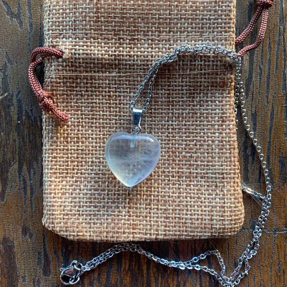 Fluorite Heart Necklace Fluorite Pendant Crystal Heart Necklace Rainbow Fluorite